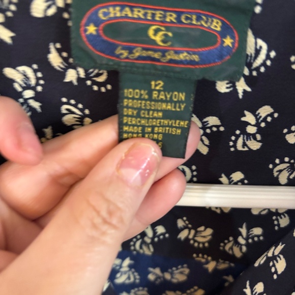 Vintage oversized 80s dress with a pattern navy and white - Picture 3 of 6